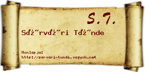 Sárvári Tünde névjegykártya
